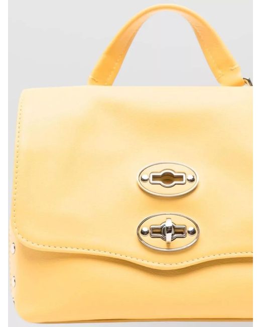 Zanellato Yellow Calf Leather Studded Shoulder Bag