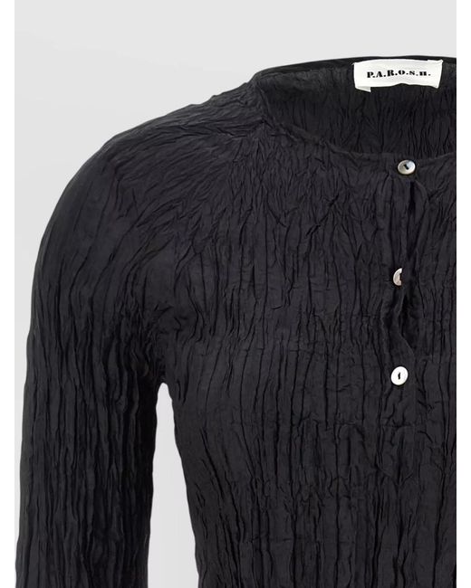 P.A.R.O.S.H. Black Soph Blouse Button Detail Long Sleeves