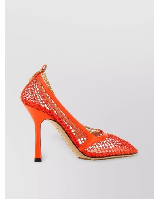 Bottega Veneta Red Mesh Leather Stiletto Pumps