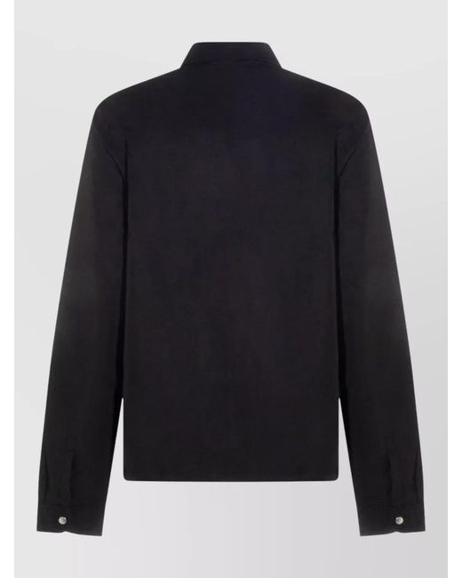 Rick Owens Black Zip Front Jacket Straight Cut Drawstring Hem for men