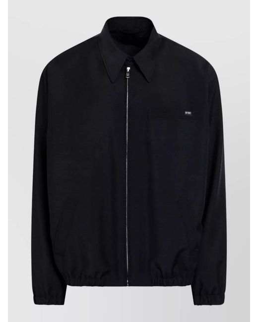 Prada Black Jacket Long Sleeves Point Collar Elasticated Hem for men
