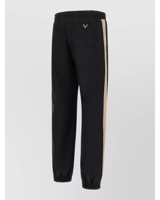Valentino Garavani Black Vgold Pants Side Stripe Elastic Waistband for men