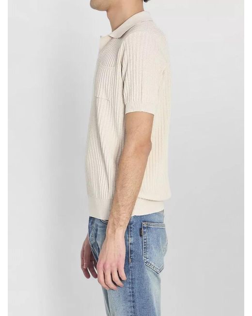 Roberto Collina White Ribbed Cotton Short-Sleeve Polo Shirt for men