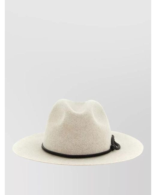 Brunello Cucinelli Natural Felt Wide Brim Fedora Hat