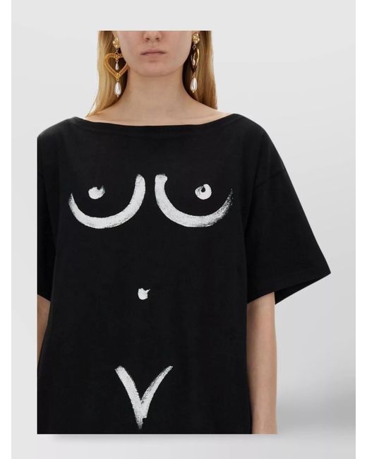 Moschino Black Printed Cotton T-Shirt