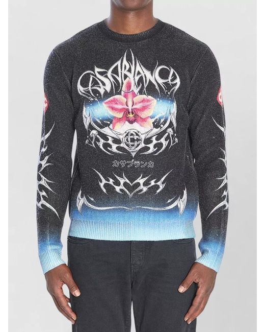 Casablanca Gray Sweater With Blades Print for men