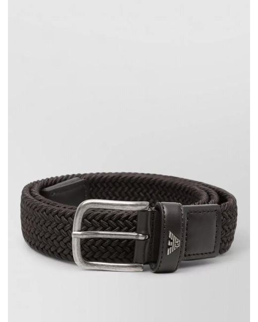 Emporio Armani Black Woven Leather Belt for men