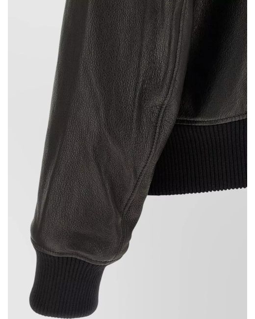 AMI Black Ami De Coeur Leather Bomber Jacket for men