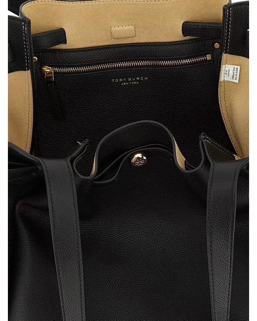 Tory Burch Black Romy Tote Shoulder Bag Soft Leather