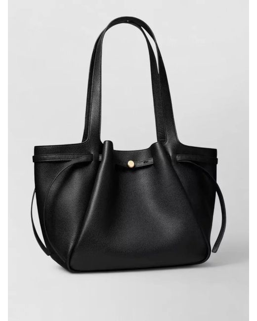 Tory Burch Black Romy Tote Dual Handles Textured Leather