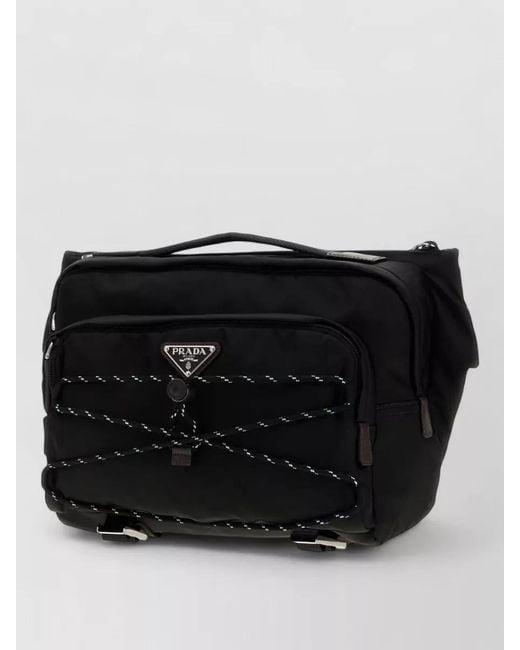 Prada Black Renylon Speedrock Belt Bag Top Handle for men