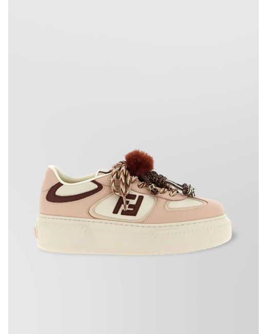 Fendi Natural Platform Logo Trainers