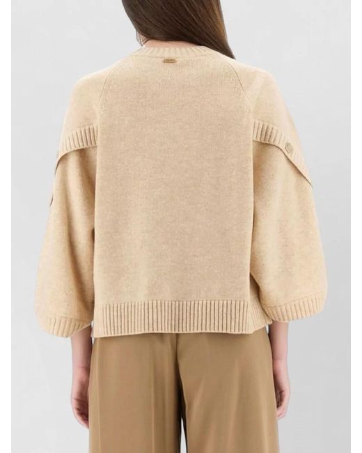Max Mara Natural Knit Shirt Button Detail Oversized Raglan Sleeves