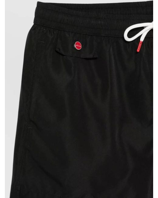 Kiton Black Printed Swim Shorts for men