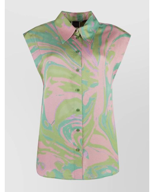 Pinko Green Abstract Pattern Viscose Shirt