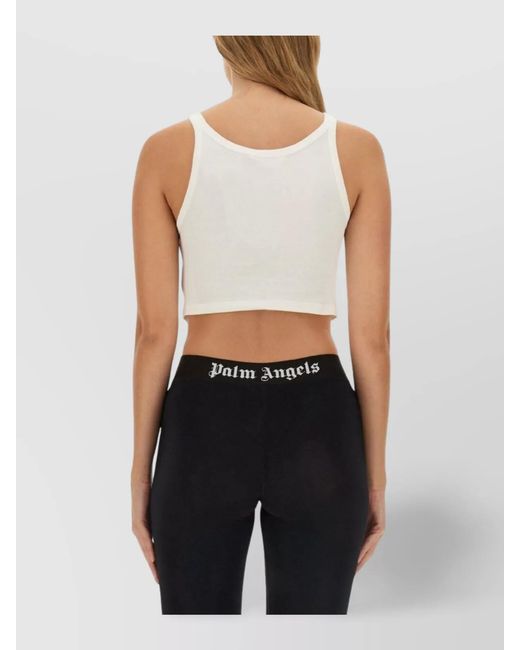Palm Angels Black Cropped Tank Top