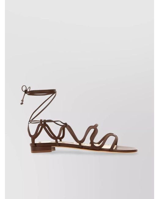 Manolo Blahnik Metallic Leather Sandals