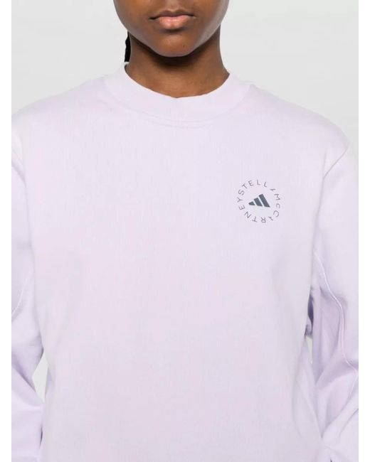 Adidas By Stella McCartney Purple Cotton Knit Crew Neck Sweatshirt