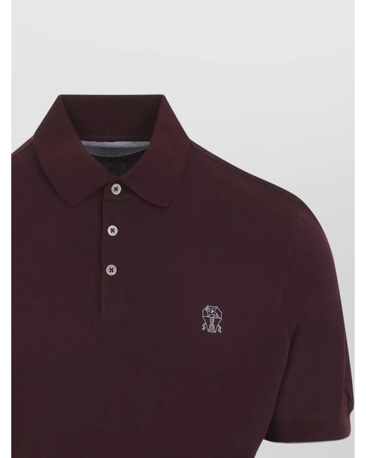 Brunello Cucinelli Red Cotton Piqué Polo Shirt Regular Fit for men
