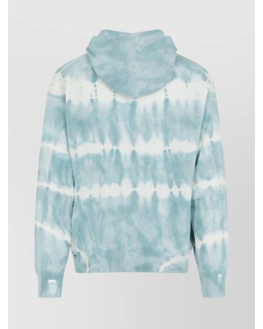 Amiri Blue Cashmere Tie-Dye Hoodie for men