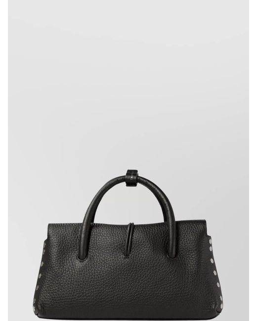 Zanellato Black Shoulder Bags With Detachable Strap And Studded Texture