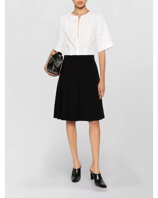 Totême Black Beaded A Line High Waist Pleated Skirt
