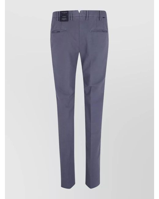 Incotex Blue Regular Chino Trousers Belt Loops Side Pockets for men