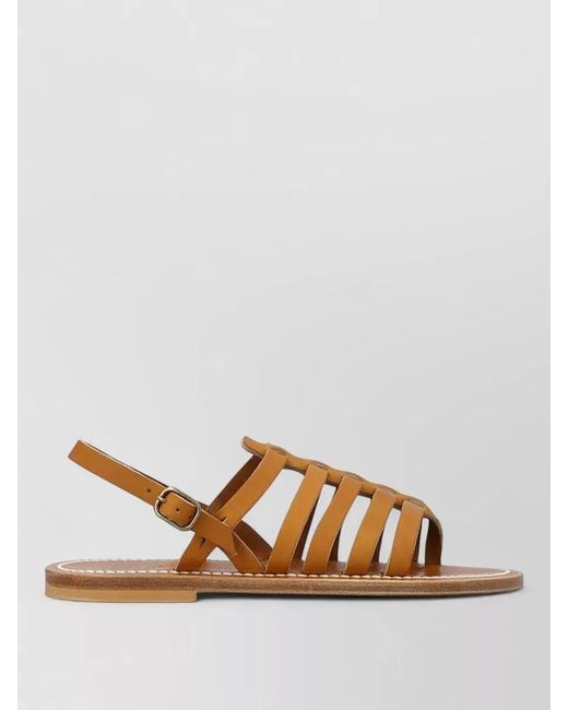K. Jacques Brown Homere Flat Sling Back Strappy Sandals