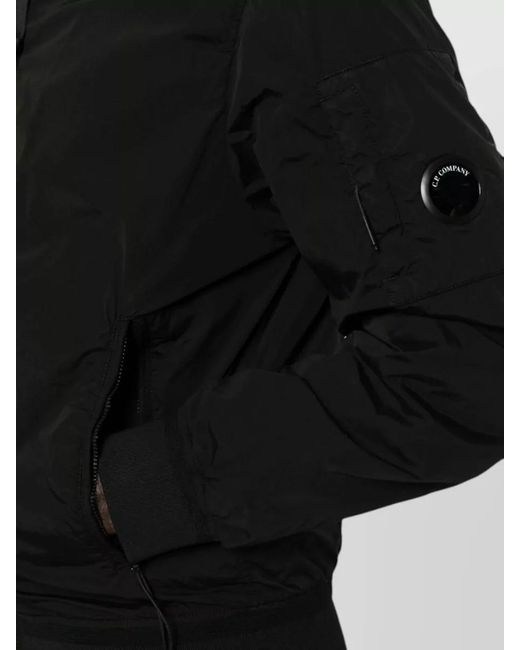 C P Company Black Short Jacket Side Pockets Ribbed Cuffs Hem for men