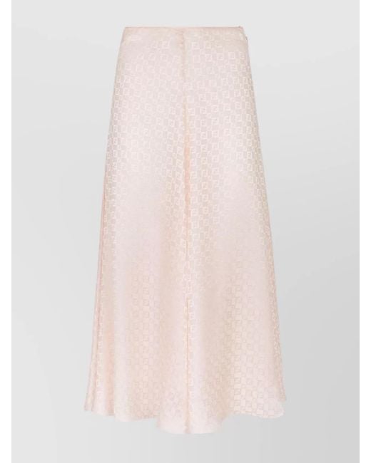 Fendi Pink Silk Ff Jacquard Checked A-Line Midi Skirt