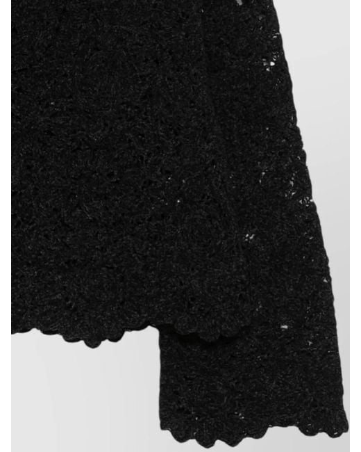 Semicouture Black Long Sleeve Crew Neck Textured Top