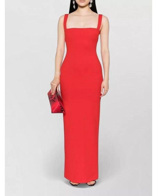 Solace London Red Joni Crepe Square Neck Maxi Dress