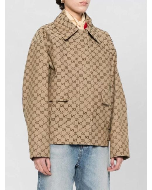 Gucci Natural Gg Canvas Bomber Jacket