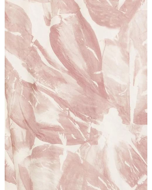 Alysi Pink Floral-Print Silk Foulard