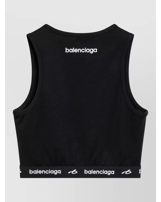 Balenciaga Black Sleeveless Scoop Neckline Top Elastic Hem