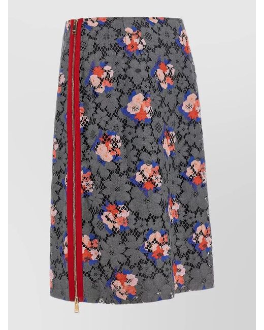 Fendi Blue Bouquet Lace Skirt Floral Knee Length
