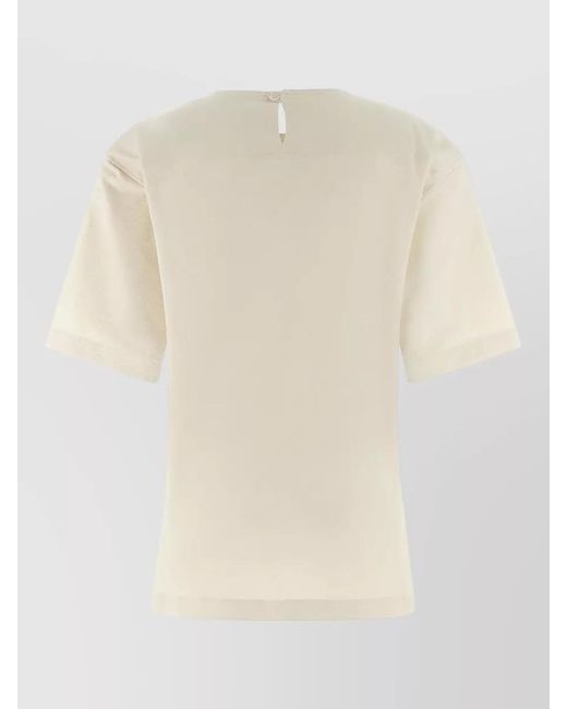 Thelatest Natural Dean Short Sleeve Round Neck Top