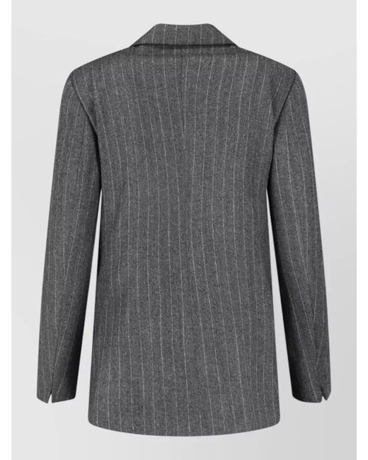 Lardini Black Pinstripe Blazer Flower Pin Tailored Design