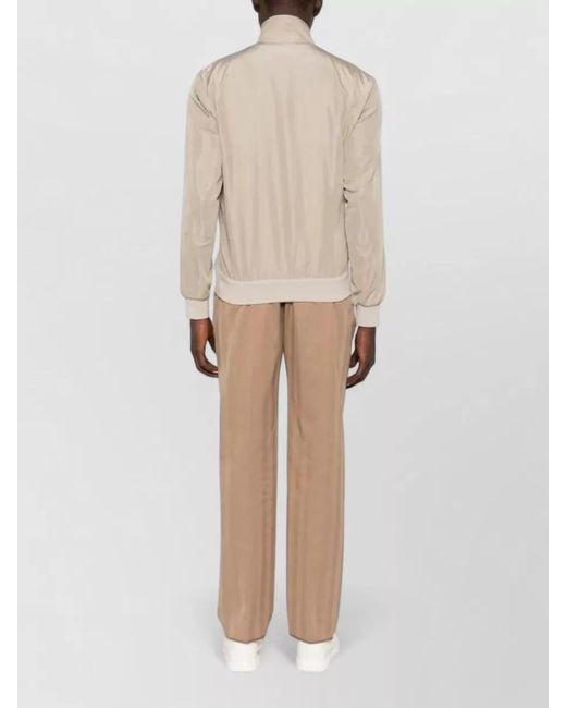Kiton Natural Bomber Jacket Contrasting Front Zipper for men
