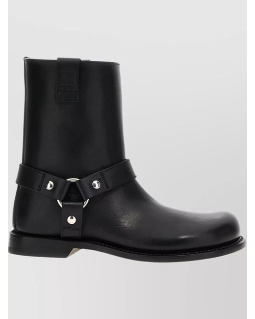 Loewe Black Leather Biker Ankle Boots