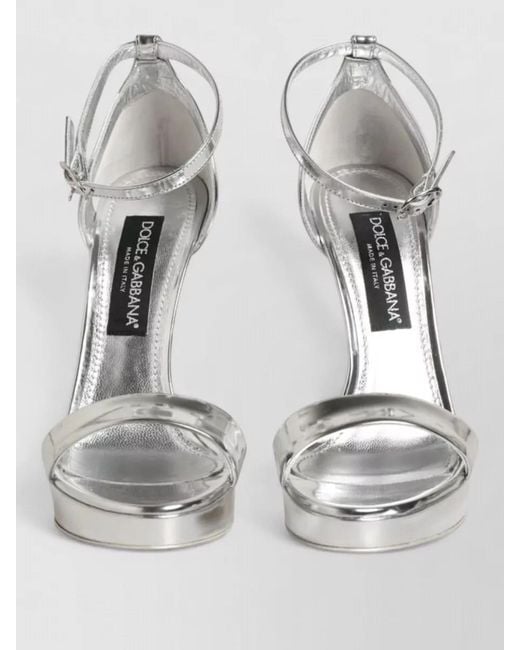 Dolce & Gabbana Gray Leather Platform Sandals