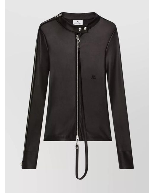 Courreges Black Long-Sleeve Zip Blouse