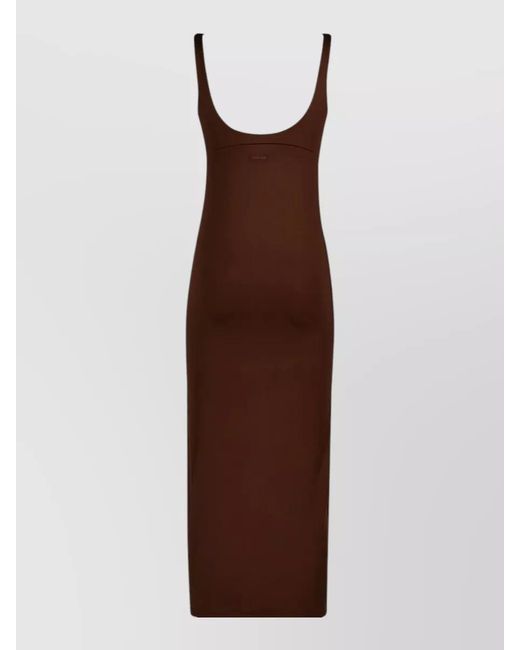 Fisico Brown Dress Front Knot Maxi Scoop Back