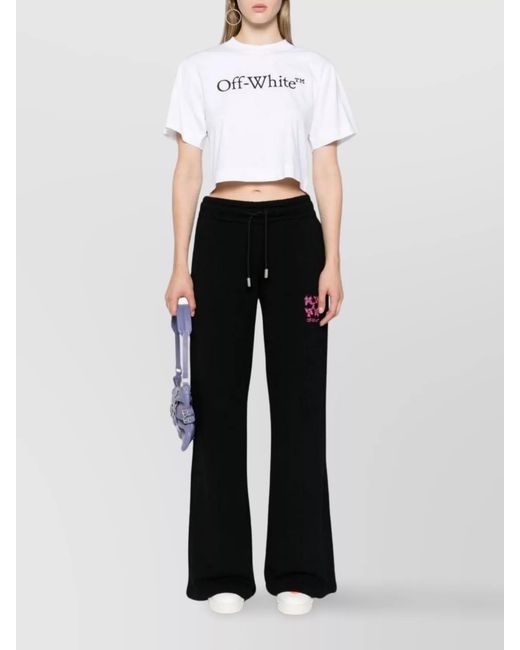 Off-White c/o Virgil Abloh White Cotton Logo Print Cropped T-Shirt