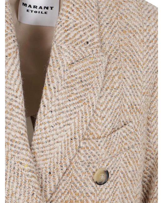 Isabel Marant Natural Wool Double-Breasted Long Coat