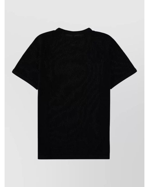 sunflower Black Round Neck Sheer Fabric Short Sleeves Top for men
