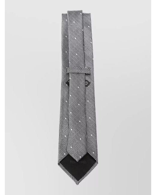 Tom Ford Gray Silk Polka-Dot Herringbone Tie for men