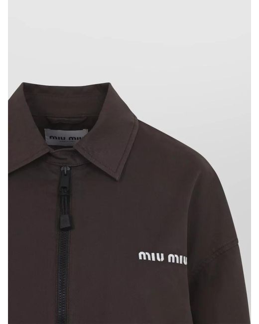 Miu Miu Black Cotton Blouson Relaxed Silhouette Utility Design