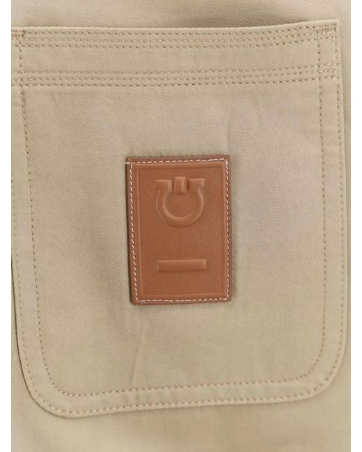 Ferragamo Natural Cotton And Viscose Jacket With Leather Patch for men
