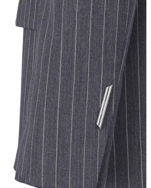 Dondup Gray Double Breasted Pinstripe Blazer Tailored Fit